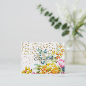 水彩フローラ絵を描と金ゴールド紙吹雪アートワーク 名刺 (スタンド正面)