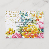 水彩フローラ絵を描と金ゴールド紙吹雪アートワーク 名刺 (裏面)