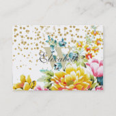 水彩フローラ絵を描と金ゴールド紙吹雪アートワーク 名刺 (正面)