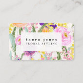 水彩フローラ絵を描美容師テンプレートB 名刺 (正面)