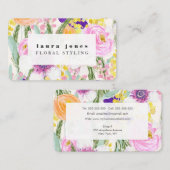 水彩フローラ絵を描美容師テンプレートB 名刺 (正面/裏面)