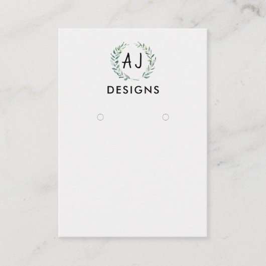 水彩フローラ絵画のイヤリングディスプレイカード 名刺 (正面)