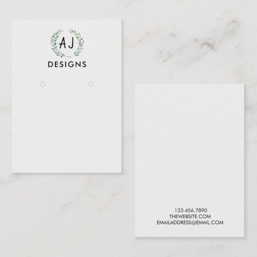 水彩フローラ絵画のイヤリングディスプレイカード 名刺 (正面/裏面)