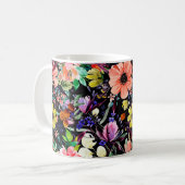 水彩フローラ継ぎ目なし違う芽 コーヒーマグカップ (正面左)