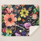 水彩フローラ継ぎ目なし違う芽 シェルパブランケット (正面(横))