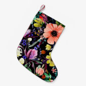 水彩フローラ継ぎ目なし違う芽 スモールクリスマスストッキング (正面 (吊り時))