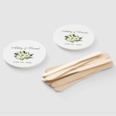 水彩フローラ緑と白結婚色 ハンドファン (組立なし)