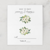 水彩フローラ緑と白結婚色 プレイスカード (外部開封)