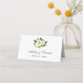 水彩フローラ緑と白結婚色 プレイスカード (裏面)
