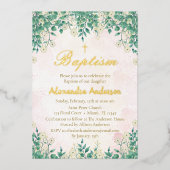 水彩フローラ緑のバプテスマ 箔招待状 (正面)