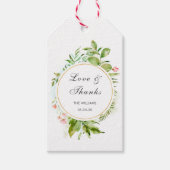 水彩フローラ緑の葉ありがとうギフトラベル ギフトタグ (正面)