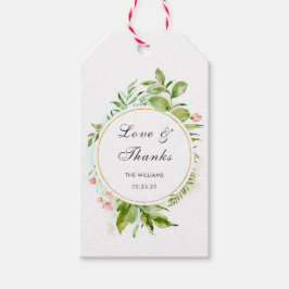 水彩フローラ緑の葉ありがとうギフトラベル ギフトタグ