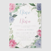 水彩フローラ緑スペインの性発現 ベラム紙招待状 (正面)