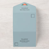 水彩フローラ緑ブライダルシャワーレシピ オールインワン招待状 (外側)