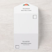 水彩フローラ緑ブライダルシャワーレシピ オールインワン招待状 (外側)