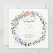 水彩フローラ緑化リースブライダル茶 招待状 (正面)