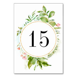 水彩フローラ緑葉テーブル番号カード テーブルナンバー