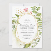 水彩フローラ緑葉卒業パーティー 招待状 (正面)
