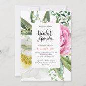 水彩フローラ緑離れのブライダルシャワー 招待状 (正面)