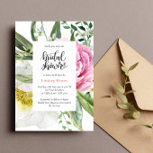 水彩フローラ緑離れのブライダルシャワー 招待状