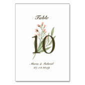 水彩フローラ緑。空気エレガント結婚の テーブルナンバー (裏面)