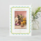 水彩フローラ縁ど写真Diwali Greeting シーズンカード (スタンド正面)