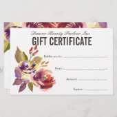 水彩フローラ美しいサロン贈与証 (正面/裏面)