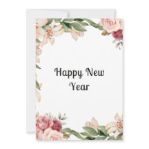 水彩フローラ美しいフラット年賀状