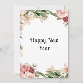 水彩フローラ美しいフラット年賀状 サンキューカード