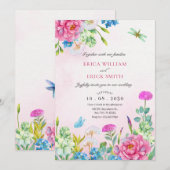 水彩フローラ美学結婚の 招待状 (正面/裏面)