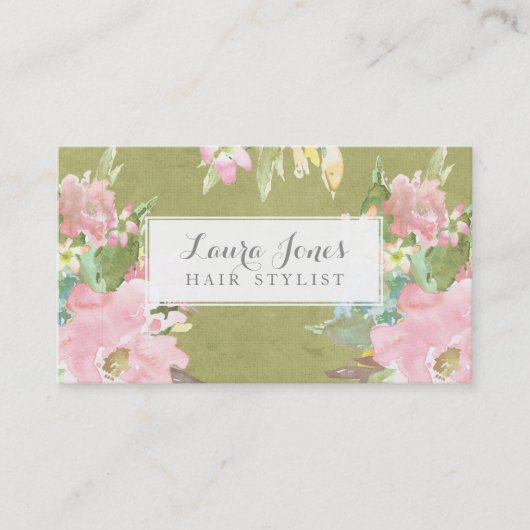 水彩フローラ美容師アポイントメントカード 予約カード (正面)