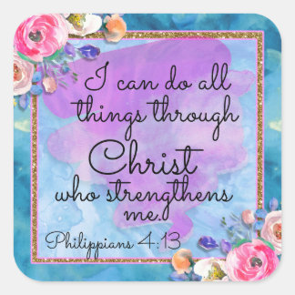 水彩フローラ聖なる書物、 経典キリストカード スクエアシール