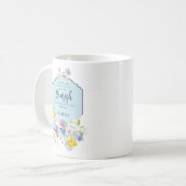 水彩フローラ聖なる書物、 経典詩パーソナライズされた コーヒーマグカップ (正面左)