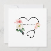 水彩フローラ聴診器ナース卒業 招待状 (裏面)