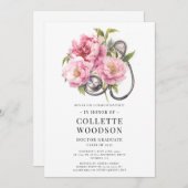 水彩フローラ聴診器医科卒業 招待状 (正面/裏面)