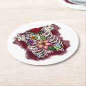 水彩フローラ胸郭 ラウンドペーパーコースター (アングル)