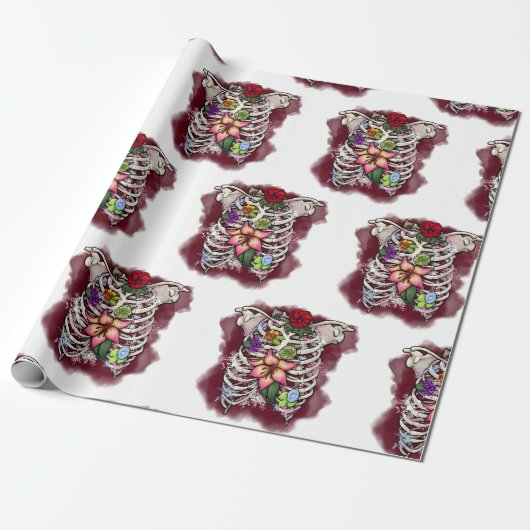 水彩フローラ胸郭 ラッピングペーパー (アンロールド)