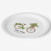 水彩フローラ自転車クリスマスパーティー ペーパープレート (アングル)