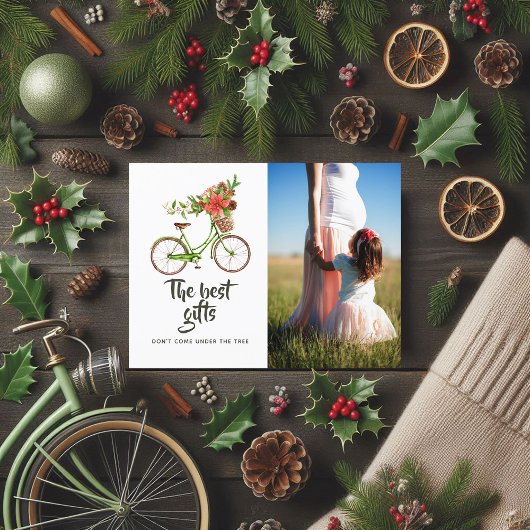 水彩フローラ自転車クリスマスベビー期待 案内ポストカード