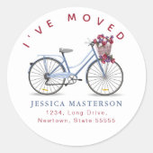 水彩フローラ自転車l私は新しい家を移動した ラウンドシール (正面)