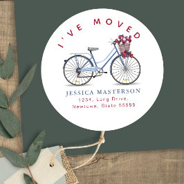 水彩フローラ自転車l私は新しい家を移動した ラウンドシール