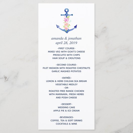 水彩フローラ航海ののメ結婚ニュー メニュー (正面)