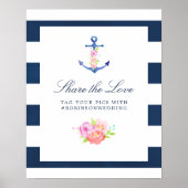 水彩フローラ航海のの結婚ハッシュタグ ポスター (正面)