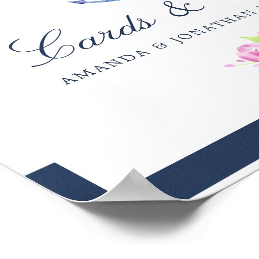 水彩フローラ航海のウェディングカードとギフト ポスター (角)