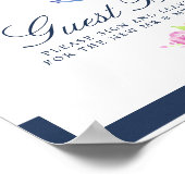 水彩フローラ航海のズ結婚ゲストブックサイン ポスター (角)