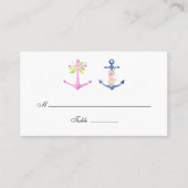 水彩フローラ航海の結婚の プレイスカード (正面)