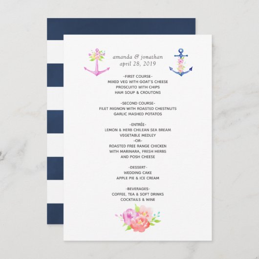 水彩フローラ航海の結婚の メニュー (正面/裏面)