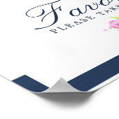 水彩フローラ航海の結婚式の引き出物標識 ポスター (角)