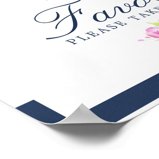 水彩フローラ航海の結婚式の引き出物標識 ポスター (角)