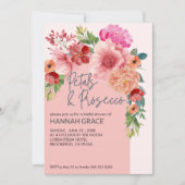 水彩フローラ花びら&プロセッコブライダルシャワー 招待状 (正面)